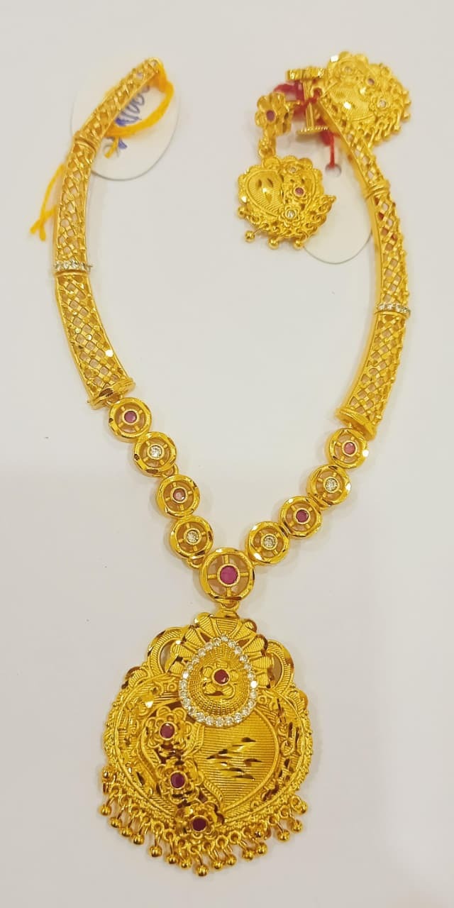 Forming Neckalce With Ear Ring Pink With White Fn0002