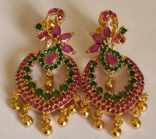 Ad Stone Ear Ring Ad0415 Pink With Green