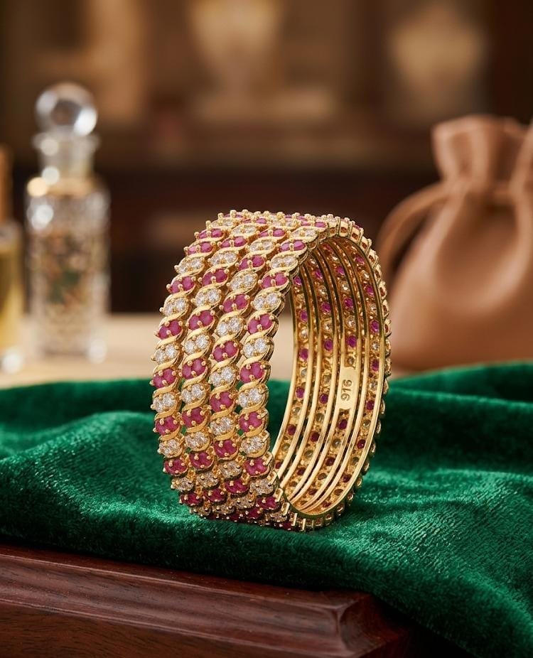 2.10 Ad Stone Bangle Pink With White 210ad0002