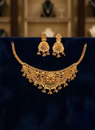 Choker Necklace With Ear Ring Cn0001