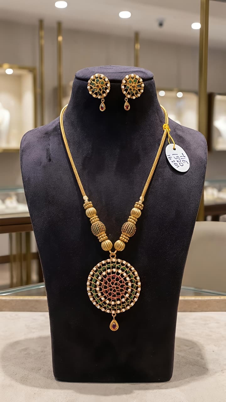 Ad Stone Necklace With Ear Ring An0033 Multi