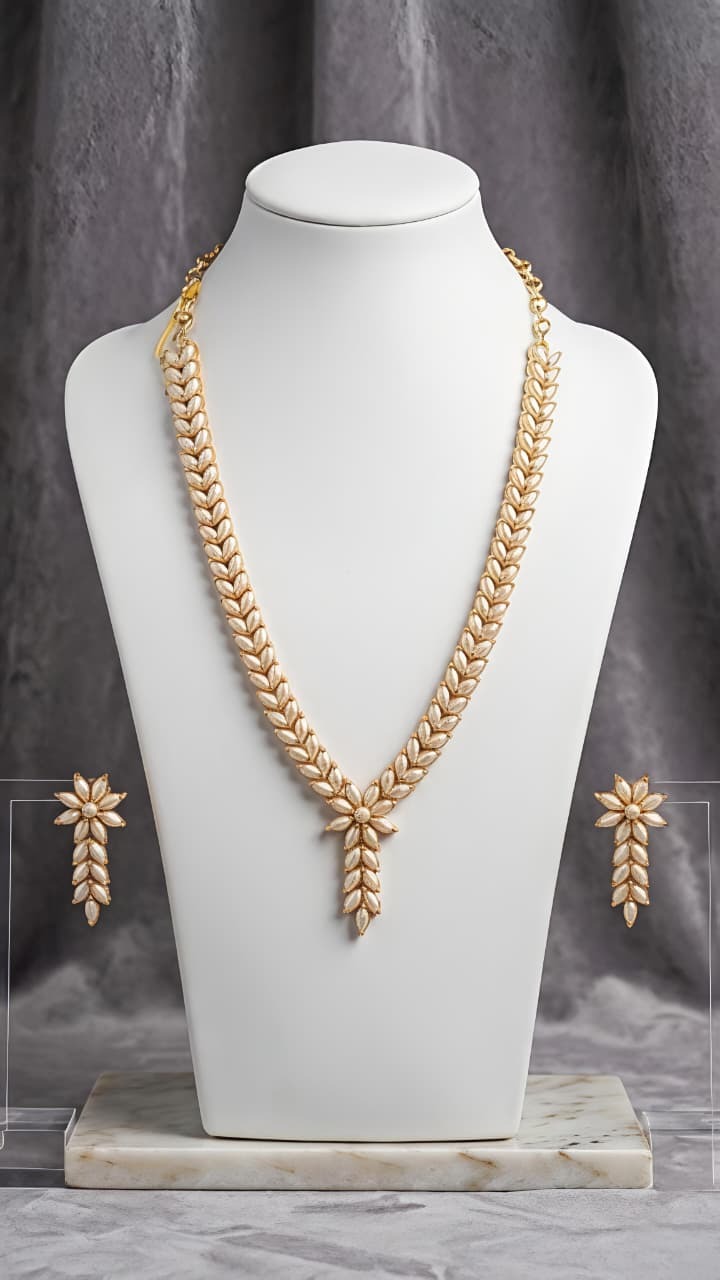 Ad Stone Necklace With Ear Ring An0032 Muthu