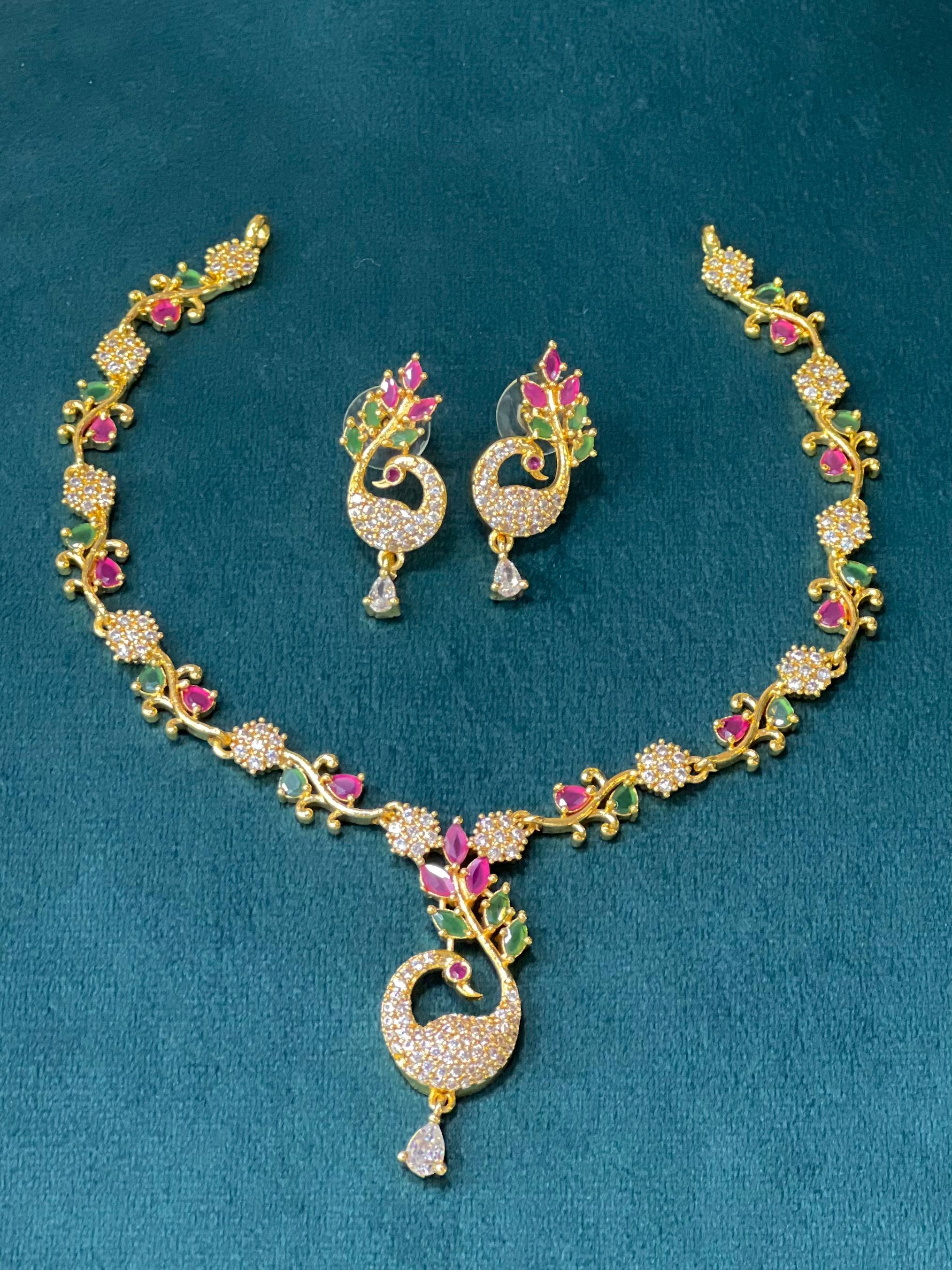 Peacock Necklace With Earring Multi Sn0229