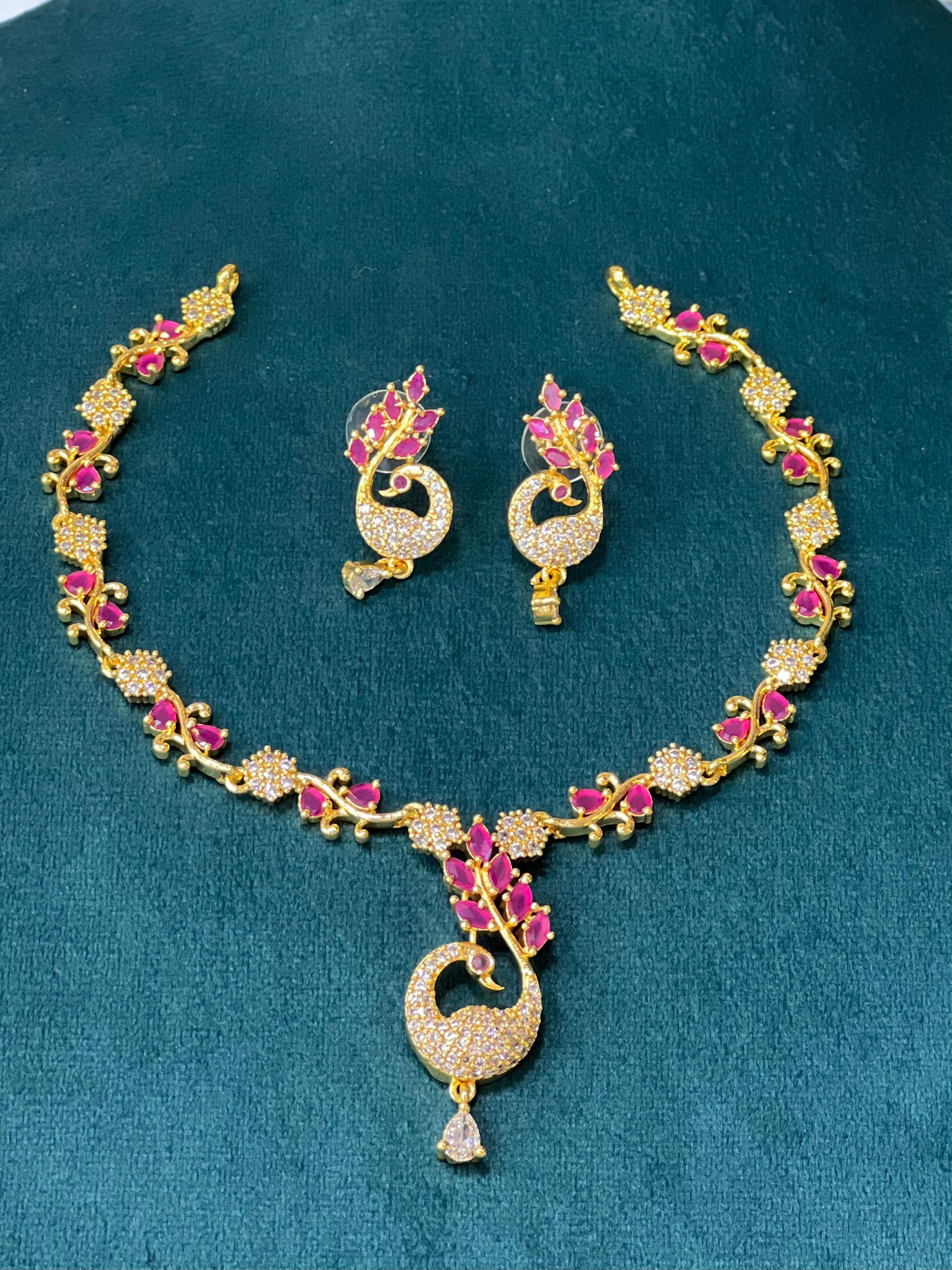 Peacock Necklace With Earring P&w Sn0228