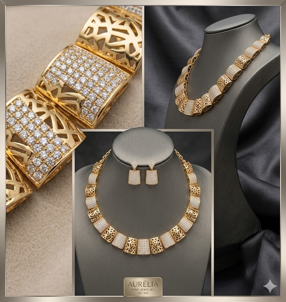 Ad Stone Necklace With Earring Ne0073 White