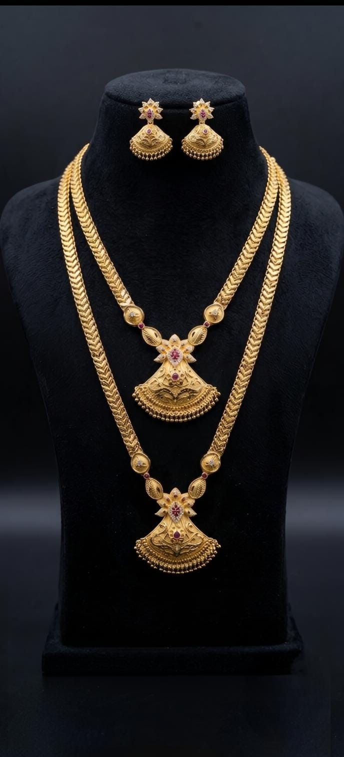 Forming Aaram Necklace Combo Set Pink With White Cf0003