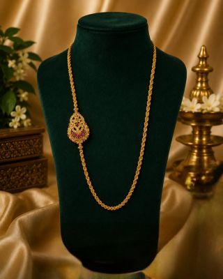 Flower Pink With White Saradu Mogappu Chain Sm0032