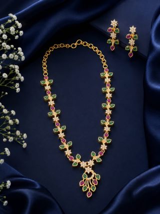 Ad Stone Necklace With Ear Ring An0048