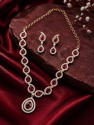 Ad Stone Necklace With Ear Ring An0051
