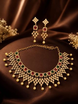 Ad Stone Necklace With Ear Ring An0053