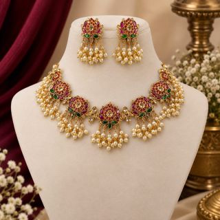 Ad Stone Necklace With Ear Ring An0059
