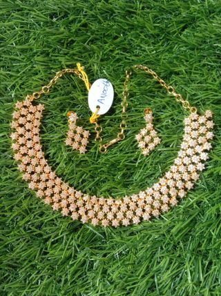 Ad Stone Necklace With Ear Ring An0066