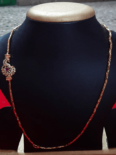 Peacock Mogappu Gold Covering Chain