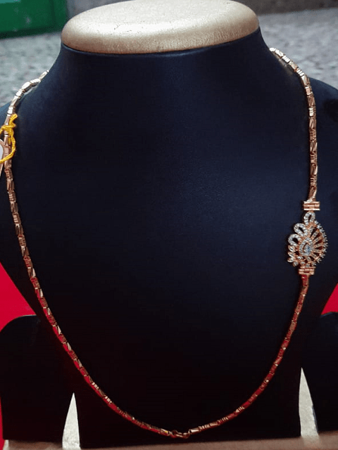 White Stone Mogappu Gold Covering Chain