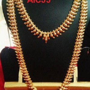 Mango Long Aaram with Necklace